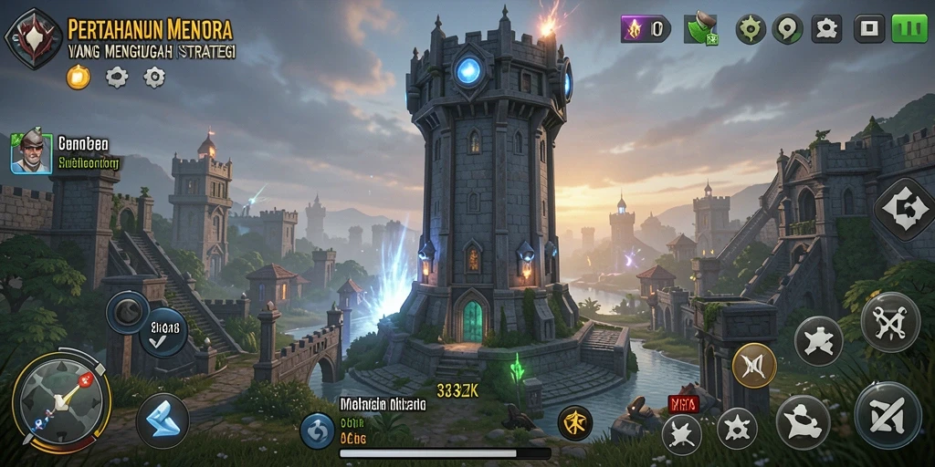 Screenshot gameplay 33ZK menampilkan aksi Tower Defense yang mendebarkan.