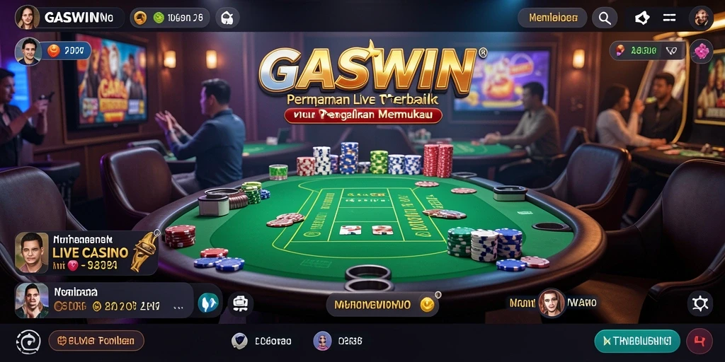 Screenshot gameplay GASWIN menampilkan dealer langsung dalam aksi permainan.