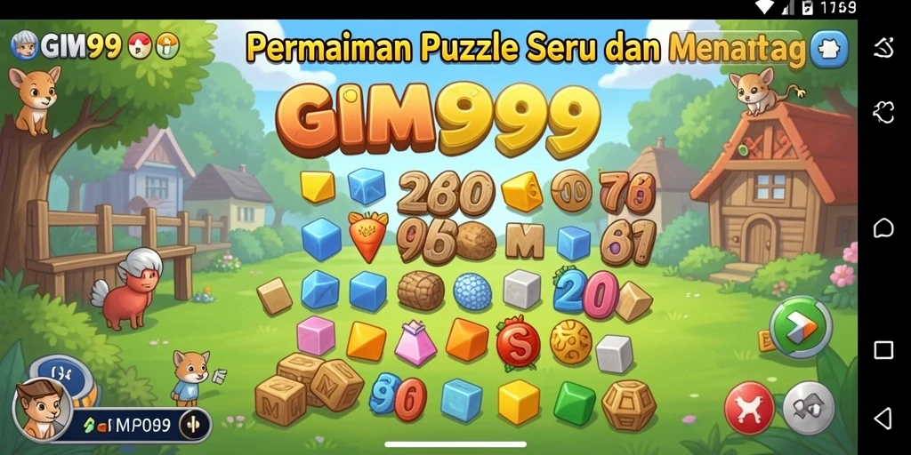 Tampilan gameplay Puzzle GIM999 yang seru dan menantang.
