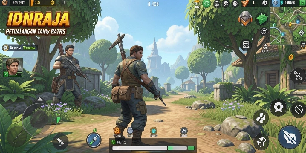 Tangkapan layar gameplay yang menampilkan petualangan di dunia terbuka IDNRAJA.