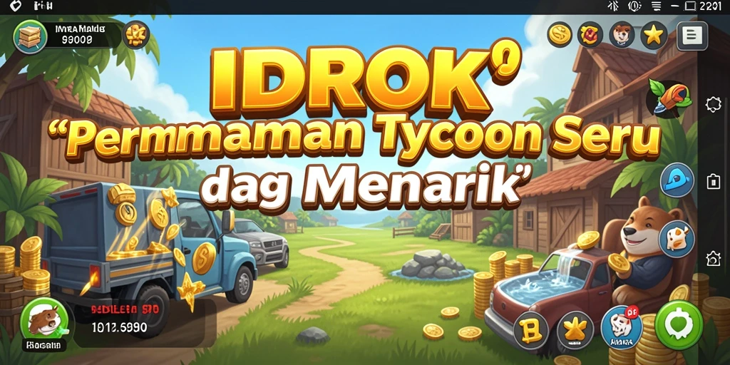 Tampilan gameplay IDROK dengan berbagai usaha yang unik.