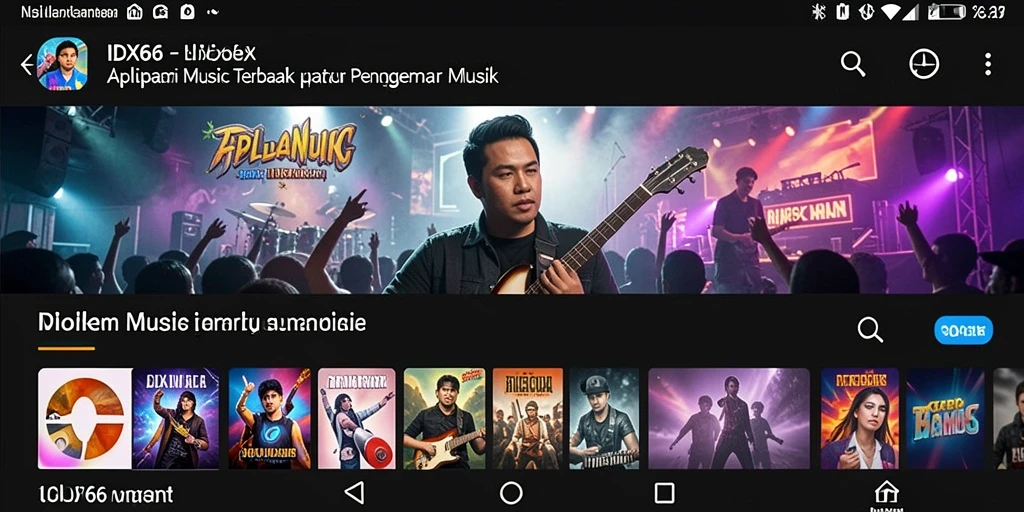 Tampilan gameplay IDX66 menampilkan pilihan lagu dan daftar putar interaktif.