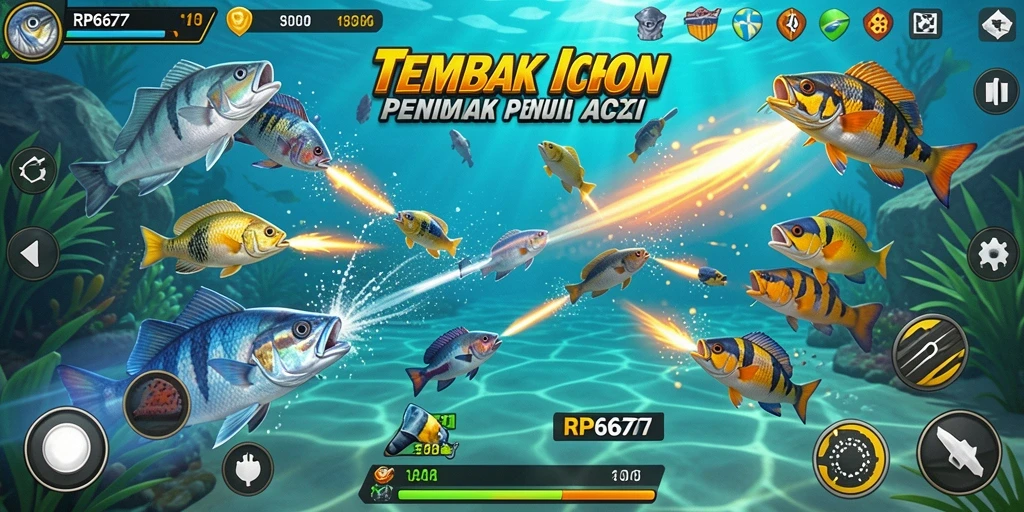 Screenshot utama RP6677 menampilkan gameplay menarik saat berburu ikan.