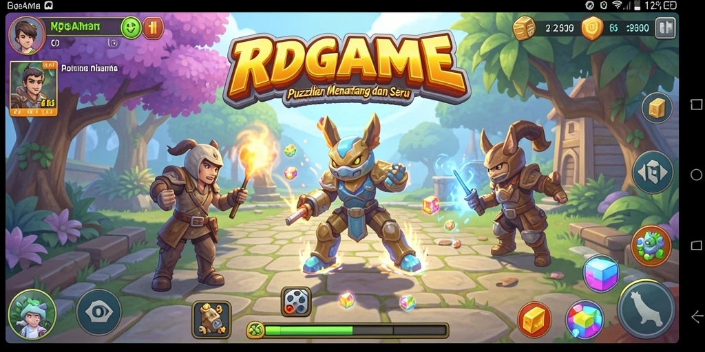 Screenshot utama RPGAME yang menunjukkan gameplay menantang dalam menyelesaikan teka-teki.