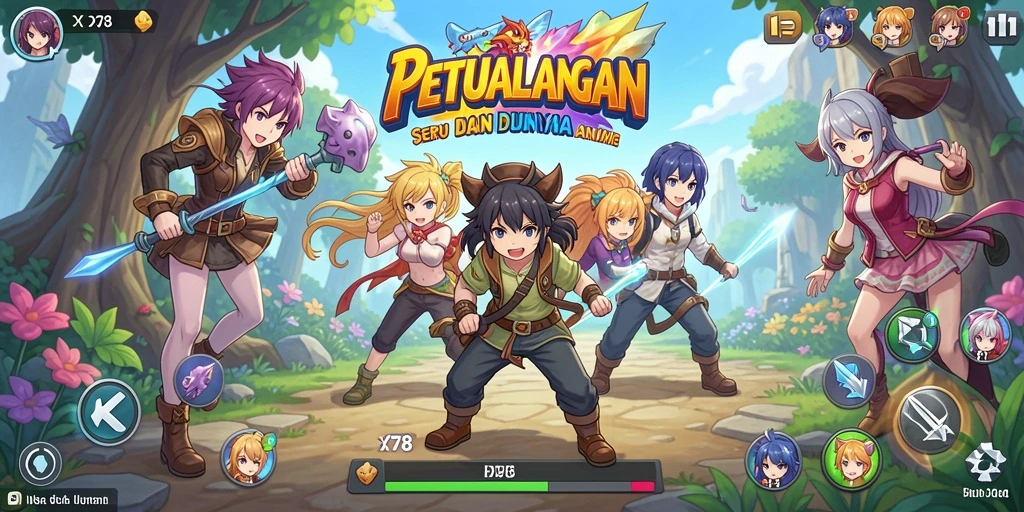 Gameplay epik dengan karakter anime yang dinamis.
