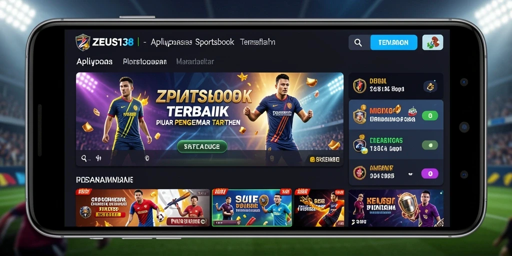 Tampilan antarmuka aplikasi ZEUS138 untuk taruhan olahraga.